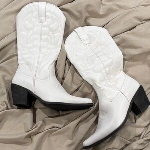 Princess Polly White Heeled Boots